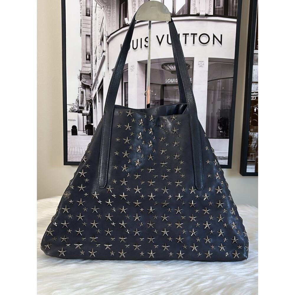 JIMMY CHOO Studded Star Leather Tote Bag - Navy Blue - Picture 5 of 12
